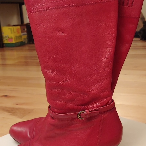 Red Leather Calf-Length Boots - EU size 40 - Picture 4 of 7
